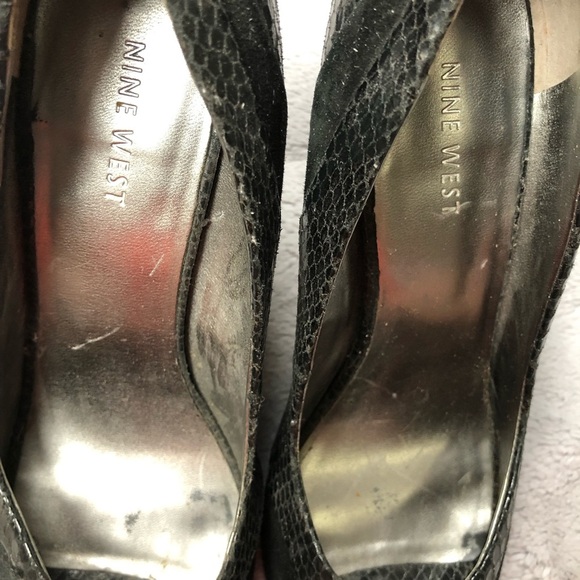 Nine West Snakeskin and Suede Open Toe Pump - Picture 8 of 11